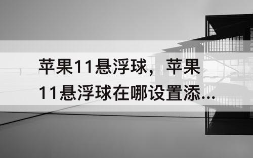 苹果11悬浮球，苹果11悬浮球在哪设置添加