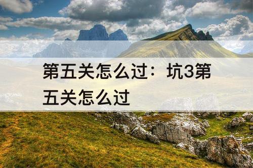 第五关怎么过：坑3第五关怎么过