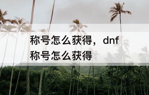 称号怎么获得，dnf称号怎么获得