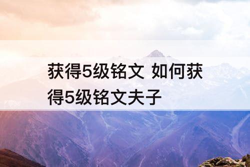 获得5级铭文 如何获得5级铭文夫子