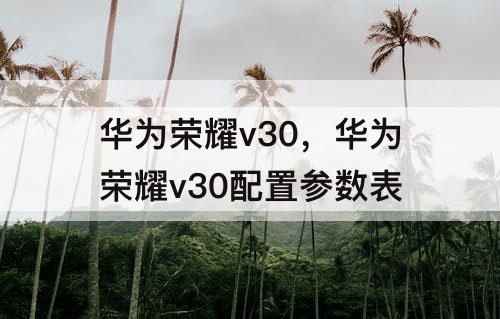 华为荣耀v30，华为荣耀v30配置参数表
