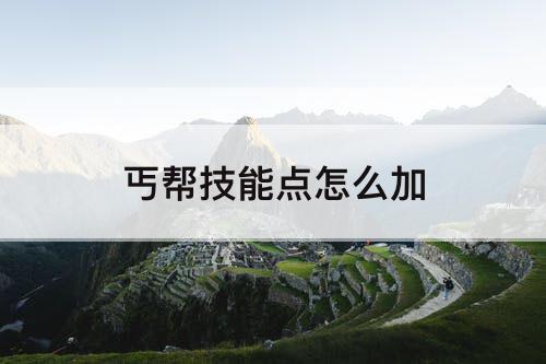 丐帮技能点怎么加