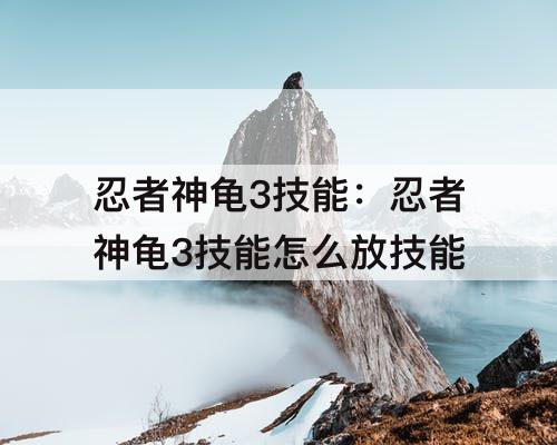 忍者神龟3技能：忍者神龟3技能怎么放技能