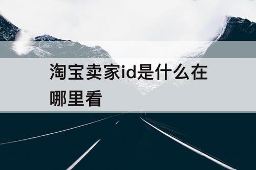 淘宝卖家id是什么在哪里看