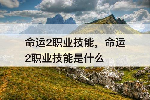 命运2职业技能，命运2职业技能是什么