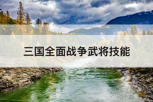 三国全面战争武将技能