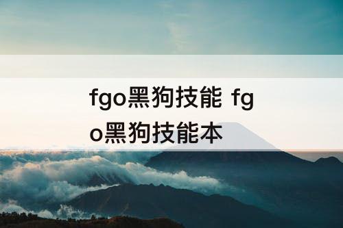 fgo黑狗技能 fgo黑狗技能本