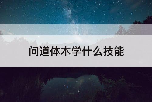 问道体木学什么技能
