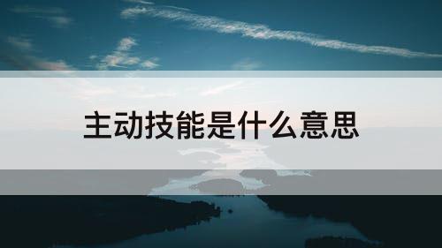 主动技能是什么意思