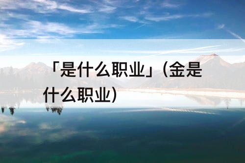 「是什么职业」(金是什么职业)