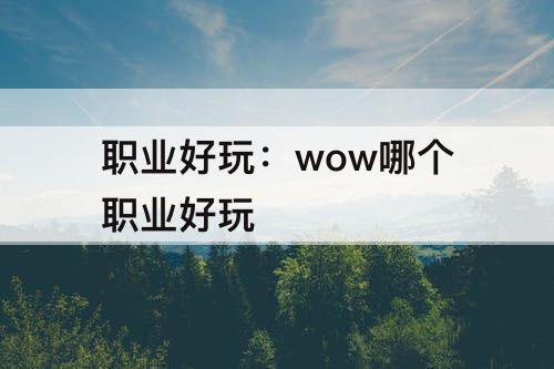 职业好玩：wow哪个职业好玩