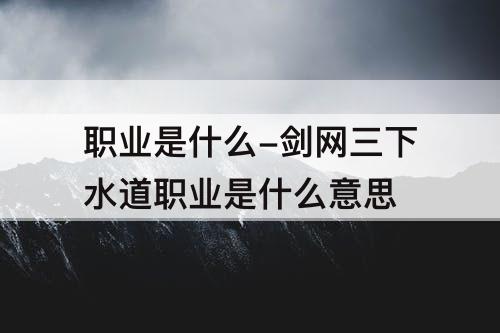 职业是什么-剑网三下水道职业是什么意思