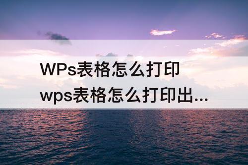 WPs表格怎么打印 wps表格怎么打印出来是满纸的
