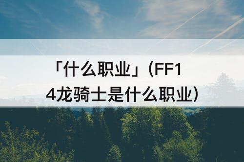 「什么职业」(FF14龙骑士是什么职业)