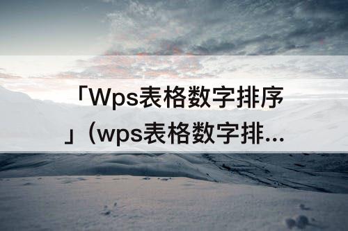 「Wps表格数字排序」(wps表格数字排序乱了怎么弄)