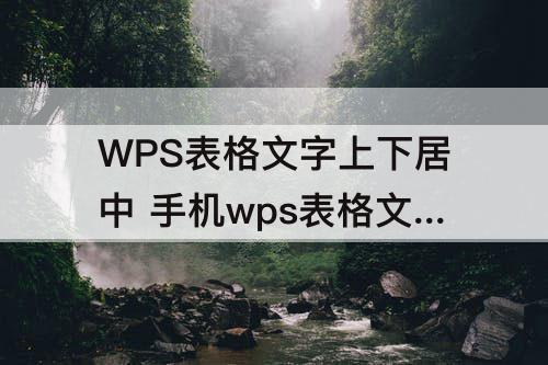 WPS表格文字上下居中 手机wps表格文字上下居中不了
