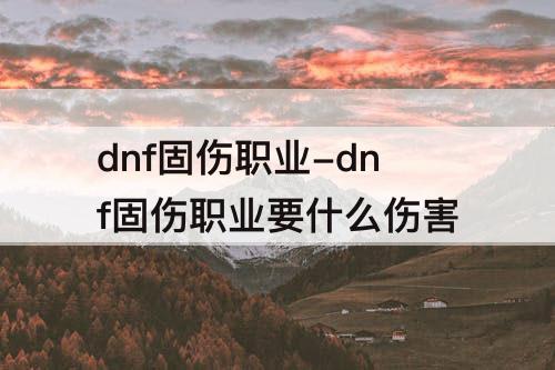 dnf固伤职业-dnf固伤职业要什么伤害