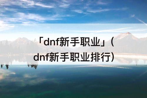 「dnf新手职业」(dnf新手职业排行)