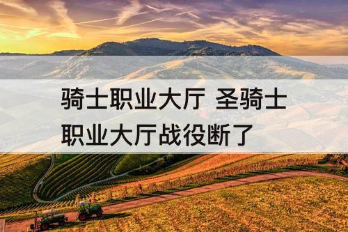骑士职业大厅 圣骑士职业大厅战役断了
