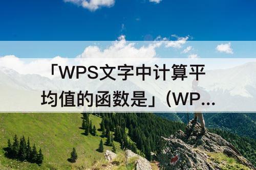 「WPS文字中计算平均值的函数是」(WPS文字中计算平均值的函数是什么)
