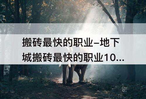 搬砖最快的职业-地下城搬砖最快的职业100级