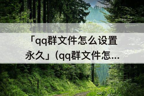 「qq群文件怎么设置永久」(qq群文件怎么设置永久有效)