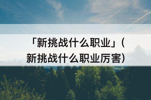「新挑战什么职业」(新挑战什么职业厉害)