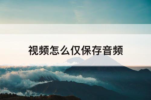 视频怎么仅保存音频