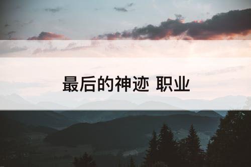 最后的神迹 职业