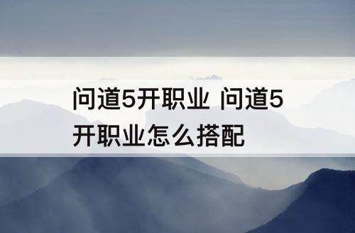 问道5开职业 问道5开职业怎么搭配