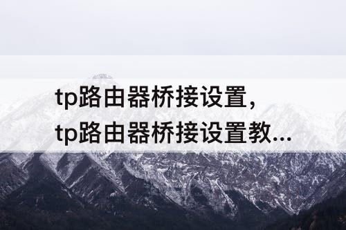 tp路由器桥接设置，tp路由器桥接设置教程
