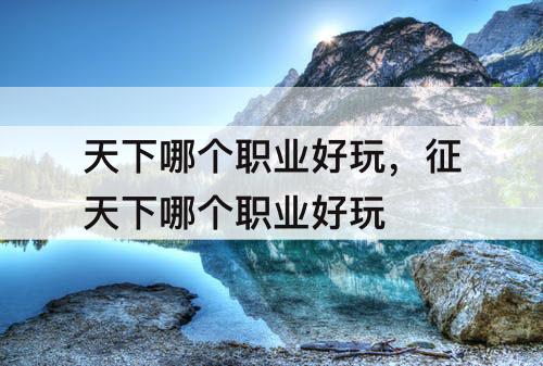 天下哪个职业好玩，征天下哪个职业好玩