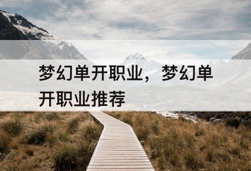 梦幻单开职业，梦幻单开职业推荐