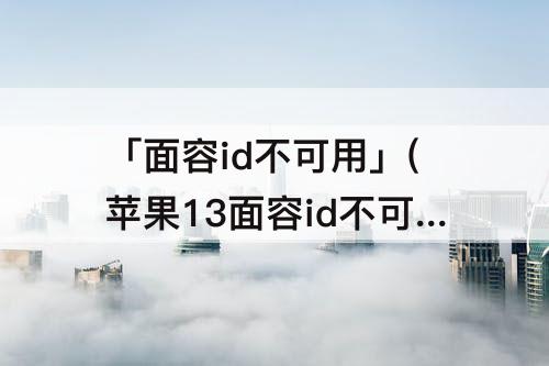 「面容id不可用」(苹果13面容id不可用)
