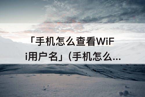 「手机怎么查看WiFi用户名」(手机怎么查看wifi用户名在哪里看)