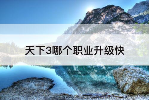 天下3哪个职业升级快