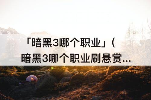 「暗黑3哪个职业」(暗黑3哪个职业刷悬赏快)