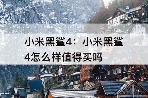 小米黑鲨4：小米黑鲨4怎么样值得买吗