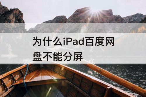 为什么iPad百度网盘不能分屏