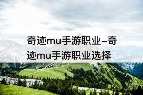 奇迹mu手游职业-奇迹mu手游职业选择