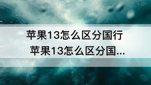 苹果13怎么区分国行 苹果13怎么区分国行和美版