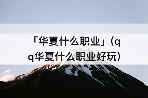 「华夏什么职业」(qq华夏什么职业好玩)