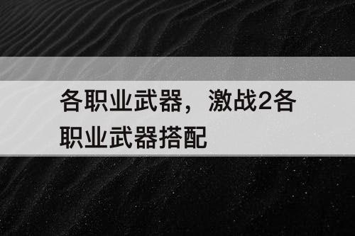 各职业武器，激战2各职业武器搭配