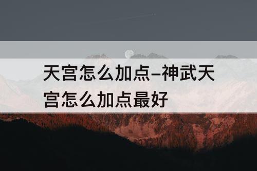 天宫怎么加点-神武天宫怎么加点最好