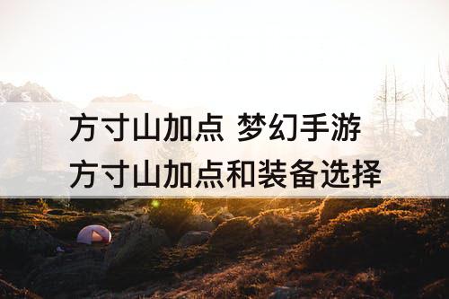 方寸山加点 梦幻手游方寸山加点和装备选择