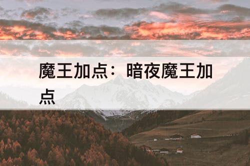 魔王加点：暗夜魔王加点