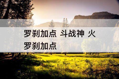 罗刹加点 斗战神 火罗刹加点