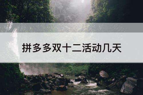 拼多多双十二活动几天