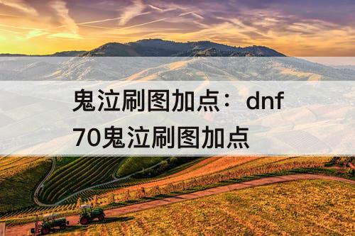 鬼泣刷图加点：dnf70鬼泣刷图加点