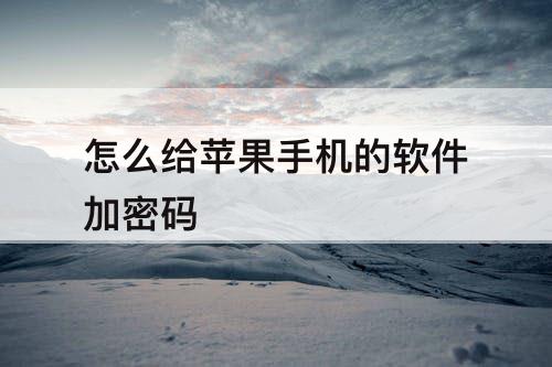 怎么给苹果手机的软件加密码